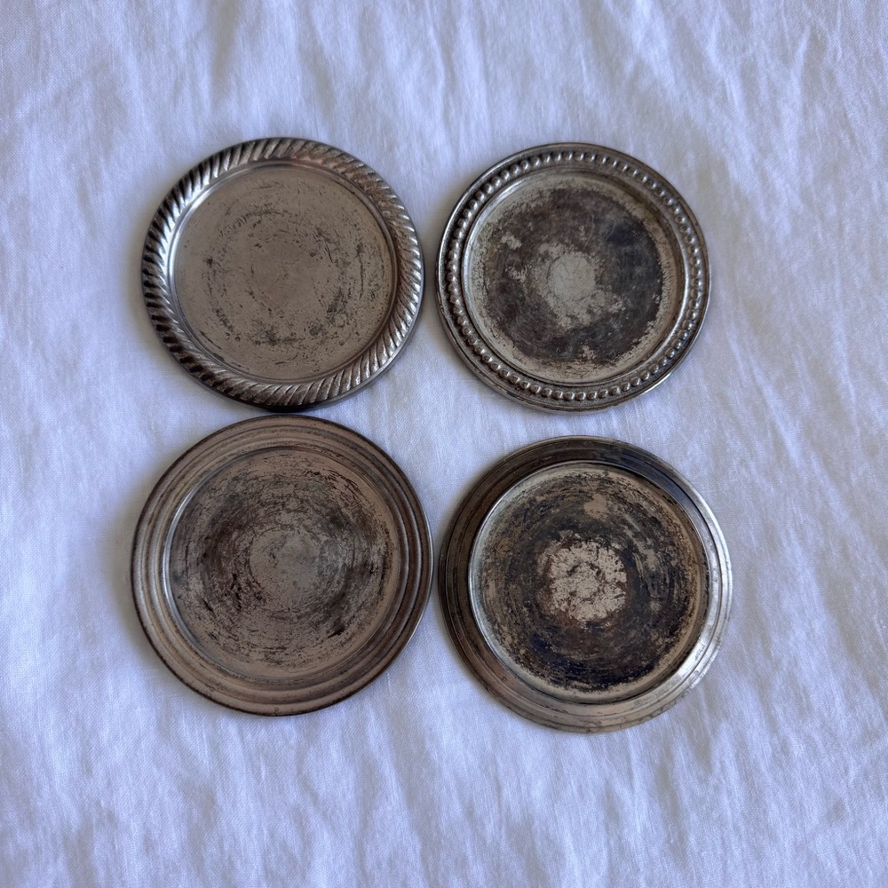 Pottery Barn Sterling Silver Coaster Set